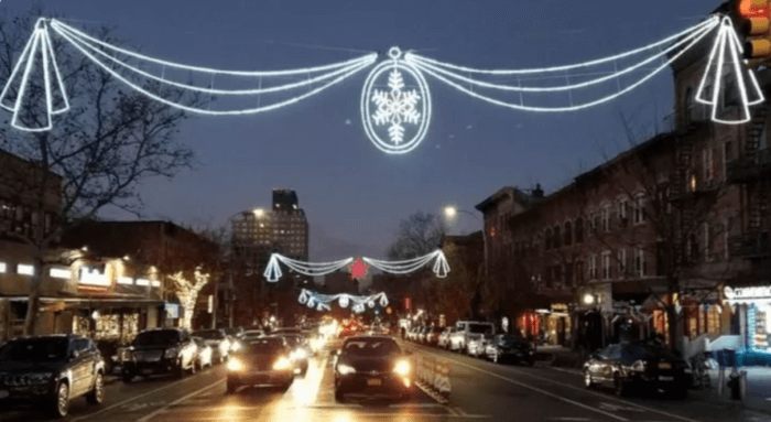 neighbors fundraising for holiday lights in Brooklyn