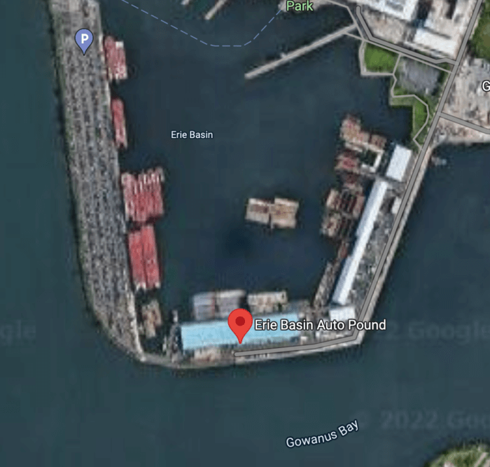screenshot of NYPD evidence warehouse location