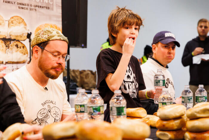 people in bagel-eating contest
