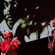people sing at martin luther king jr day event at BAM