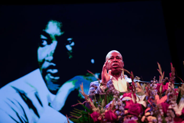 Mayor Eric Adams delivers remarks at the Brooklyn Academy of Music's (BAM) 37th Annual Brooklyn Tribute to Dr. Martin Luther King, Jr. on Monday, January 16.