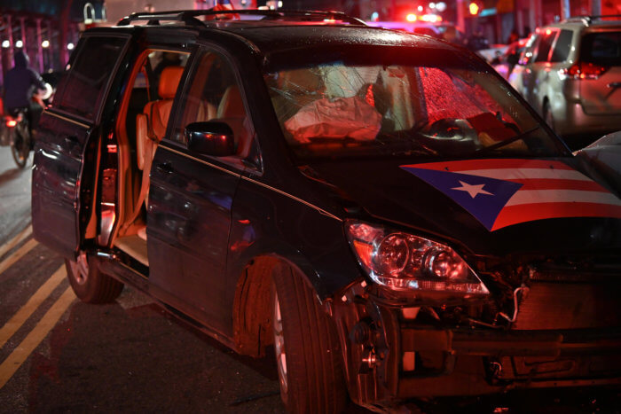 The Honda Odyssey was left with a broken windshield after the crash.