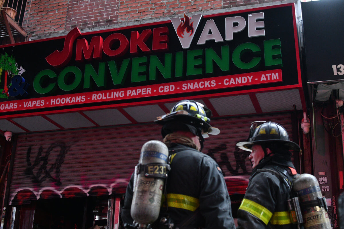 firefighters at smoke stop fire in bed stuy