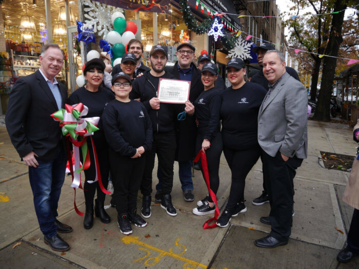 people celebrating new bay ridge business, a sicilian marketplace