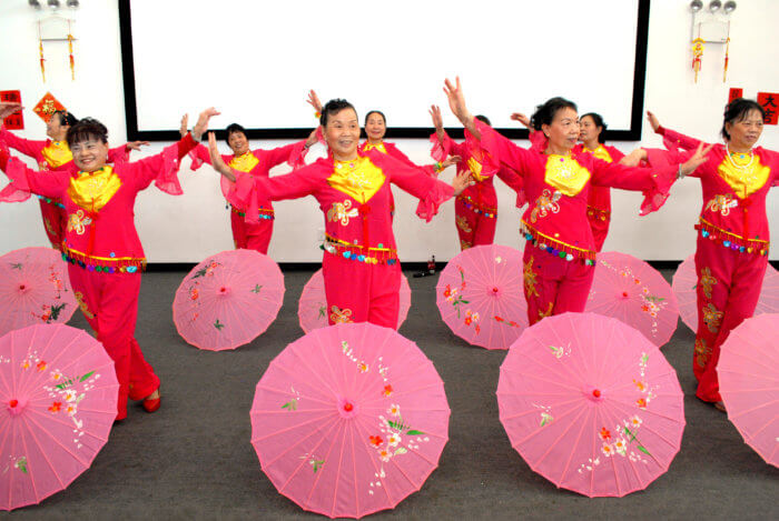 Dancers perform for Lunar New Year at El Centro cultural center. Jan 27, 2023