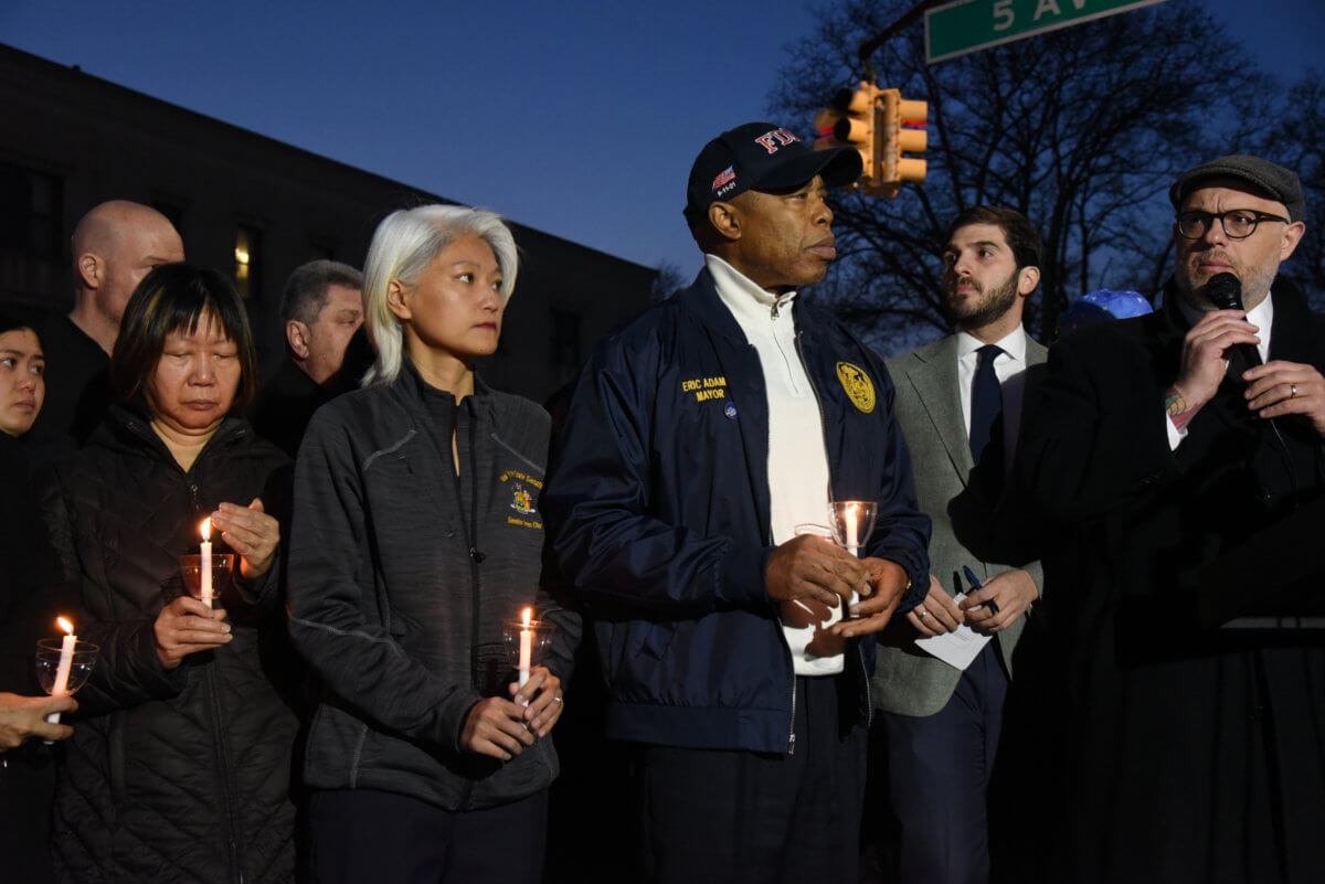 eric adams at bay ridge u-haul vigil