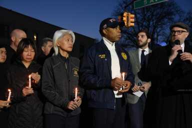 eric adams at bay ridge u-haul vigil
