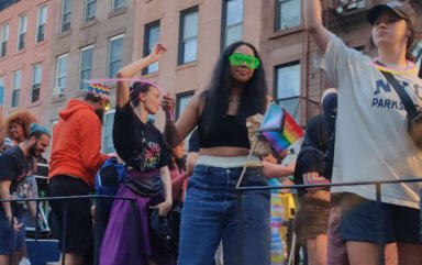 women at pride parade in Park Slope