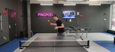 David Silberman playing ping pong
