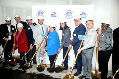Pols gather at the groundbreaking ceremony for the expanded Bay Ridge Center.