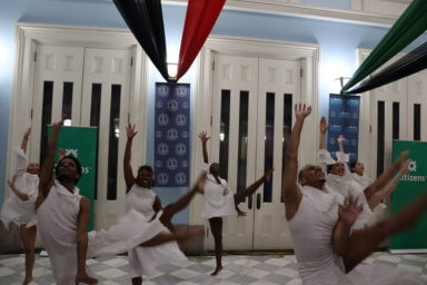 The Jamal Gaines Creative Outlet Team performed a dance titled "Thank You" on the 60th anniversary of the March on Washington and the Birmingham Church bombing at the Brooklyn is Africa exhibit.