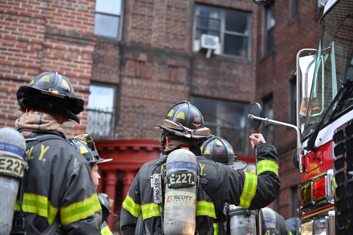 Firefighters arrive on the scene at 1760 Union St. in Crown Heights.