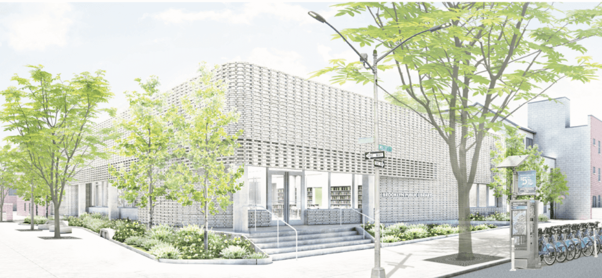 A rendering of Brooklyn Public Library’s renovated Red Hook branch.
