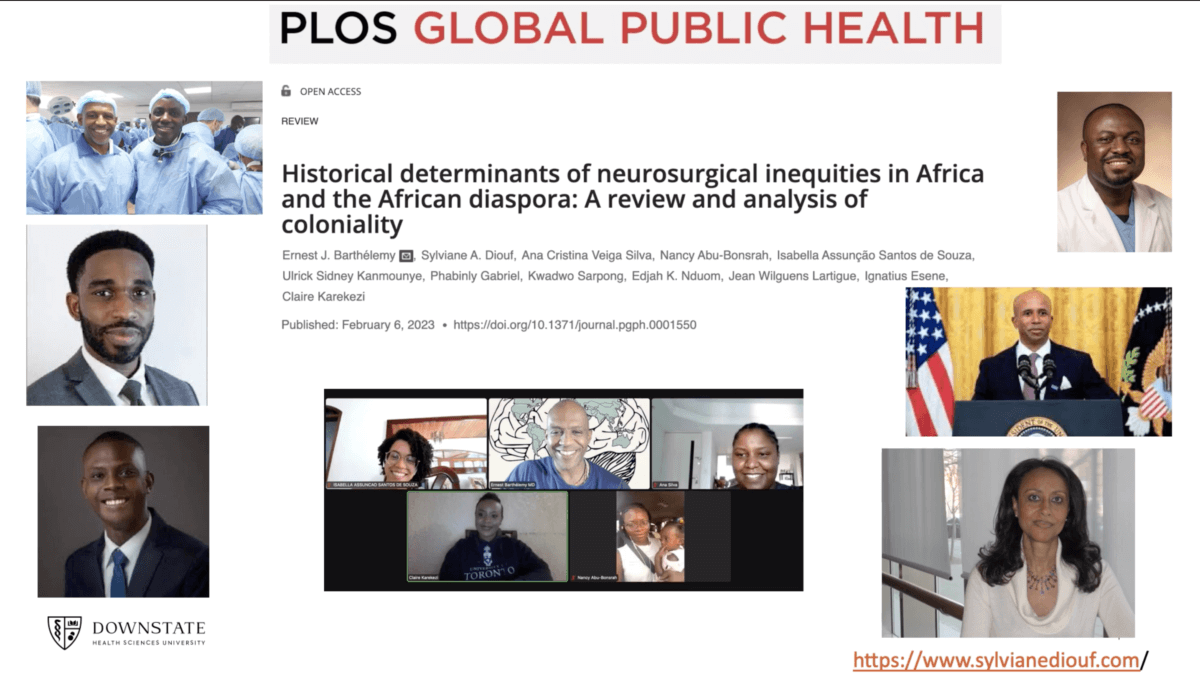 A slide from Ernest Barthélemy's presentation "Decolonizing Neurosurgery in Black Communities."