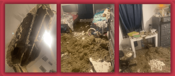 Collapsed ceiling at 1111 Ocean Avenue 