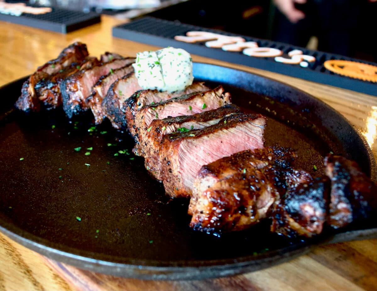 Plate of steak served at the Flatiron Restaurant in Park Slope.