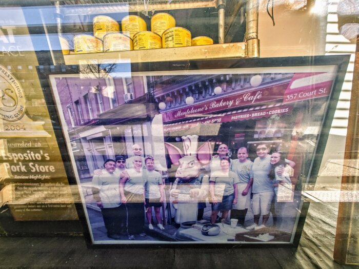 Picture of the Espositos family outside the pork shop in Carroll Gardens