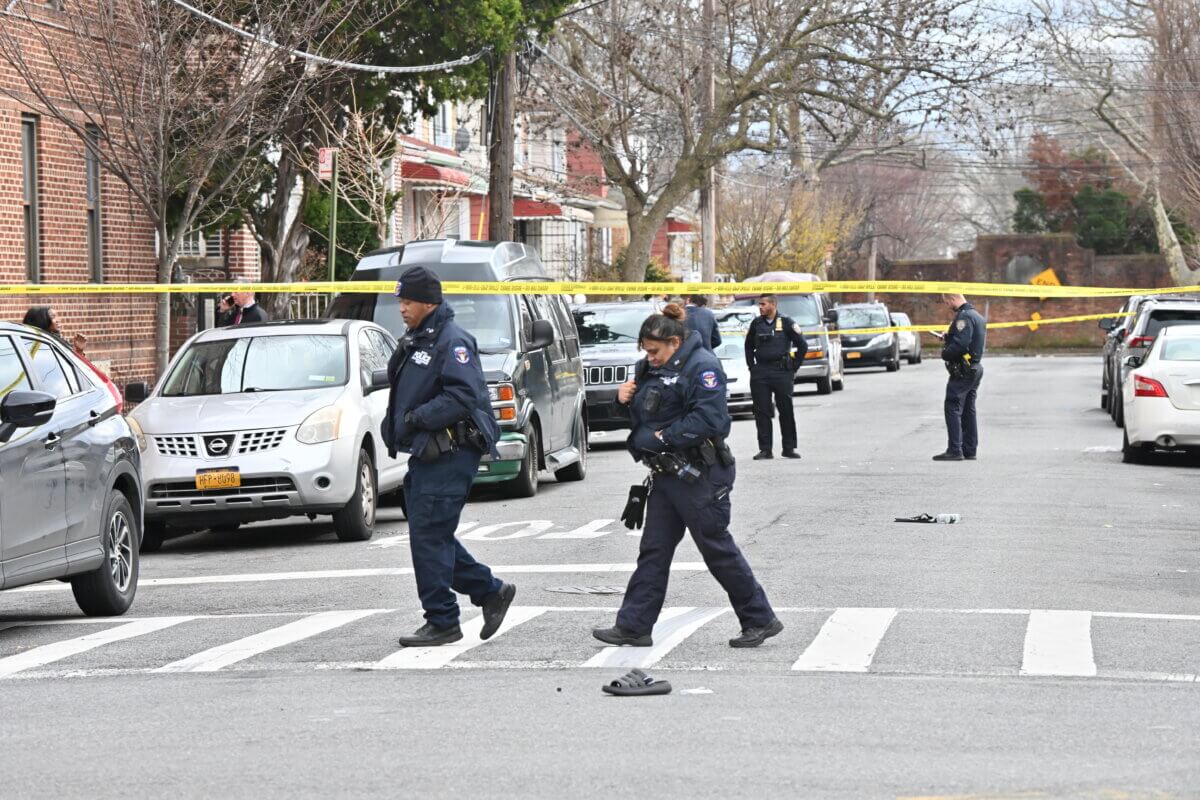 Police canvas the scene at 491 E. 45 Street in East Flatbush.