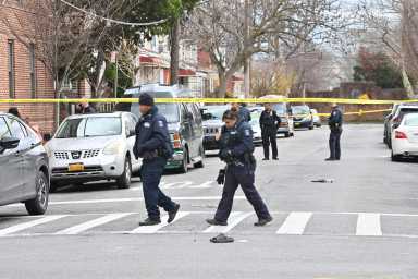 Police canvas the scene at 491 E. 45 Street in East Flatbush.