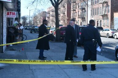 police investigate scene of crown heights shooting