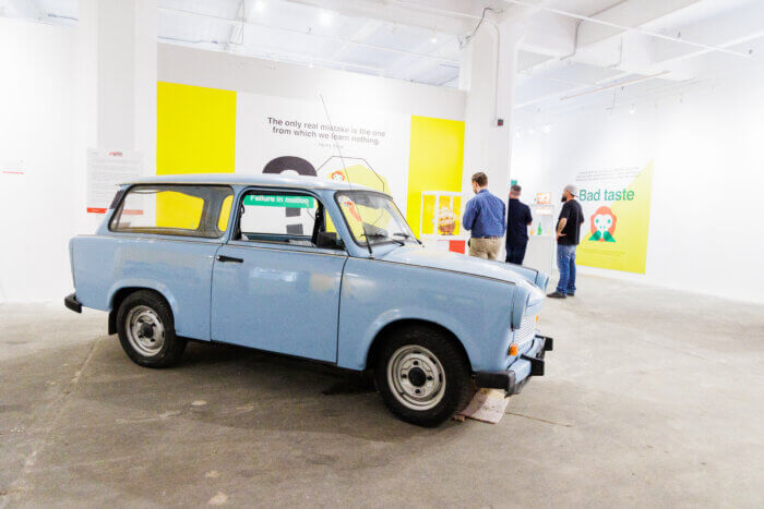 A failed car innovation in the Museum of Failures exhibition in Industry City.