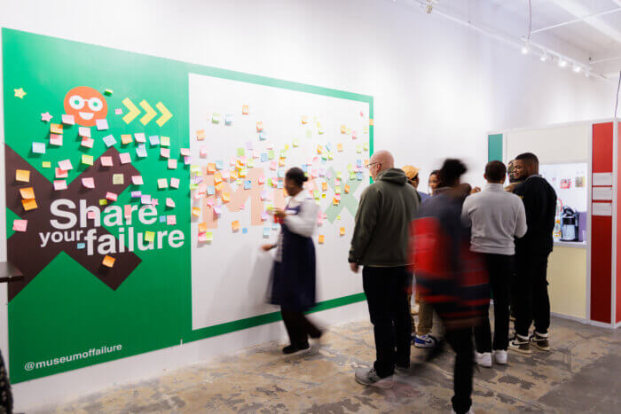 Visitors at the Museum of Failure's opening in Industry City.