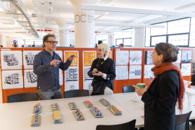 People check out Pratt’s new 20,000 square-foot facility at the Navy Yard.