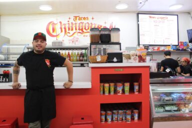 Andrés Galindo Maria stands at Nenes' Starr Street location, where they serve Birria.
