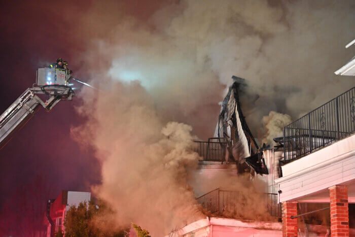 The roof caved in during a four alarm fire at 181 Bay 25 St.
