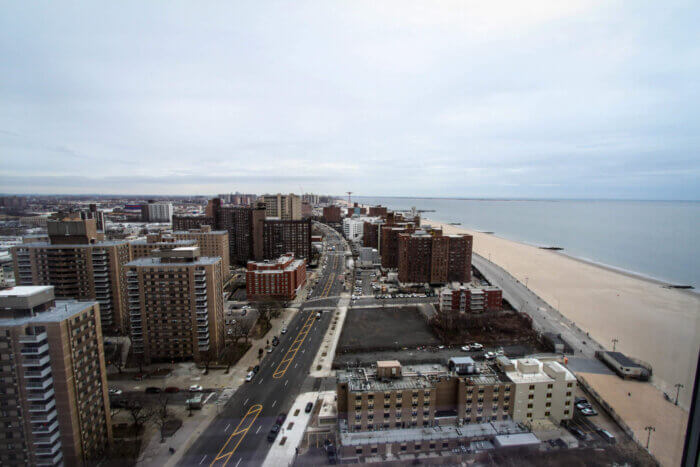 Apartment buildings by the beach.