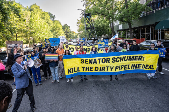 protests against Senator schumer 