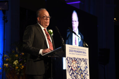 Speaker at podium at annual Founder's Ball.