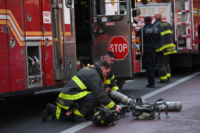 firefighters at scene of crown heights fire