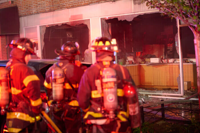 Firefighters battled an all hands fire at 2392 Nostrand Ave. in Midwood on Monday evening.