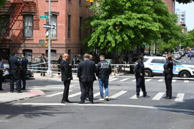 roped-off hit-and-run intersection in Williamsburg
