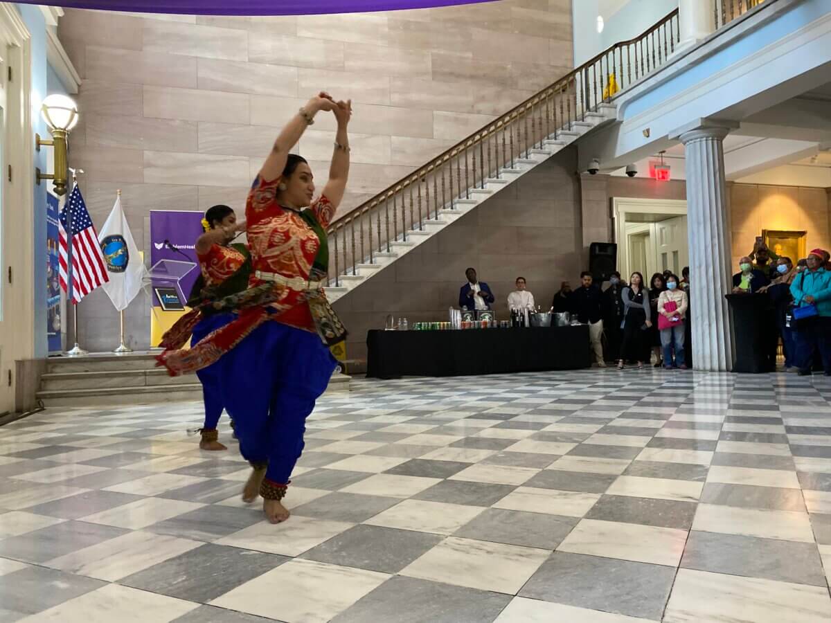 Dancers preform at the eAsian American, Native Hawaiian, & Pacific Islander Heritage Month Celebration.