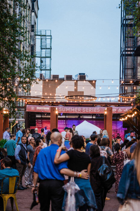 Stop by the Band Shell at Industry City for good tunes all night long.