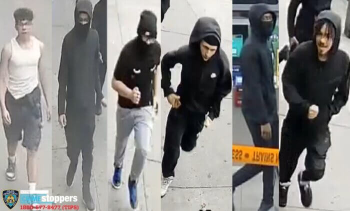 Six suspects pictured in connection with an alleged robbery and assault.