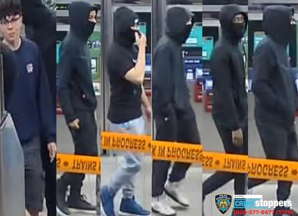 Six suspects pictured in connection with an alleged robbery and assault.
