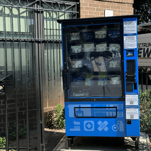 The vending machine is part of the city's goal of reducing overdose deaths by 15% by 2025.