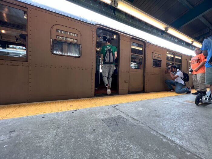 Railway fans stepped back in time as they rode on the dated subway car.