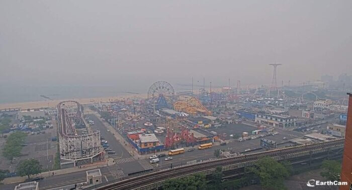 coney island wildfire smoke