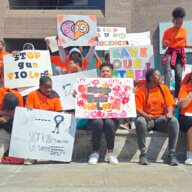 Kids protesting against gun violence in crown heights.