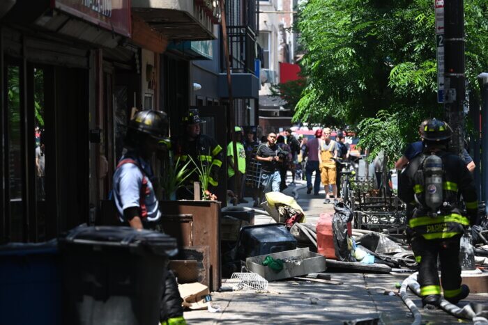 clutter on sidewalk in crown heights