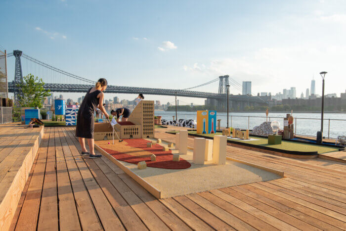 Mini gold course in brooklyn waterfront