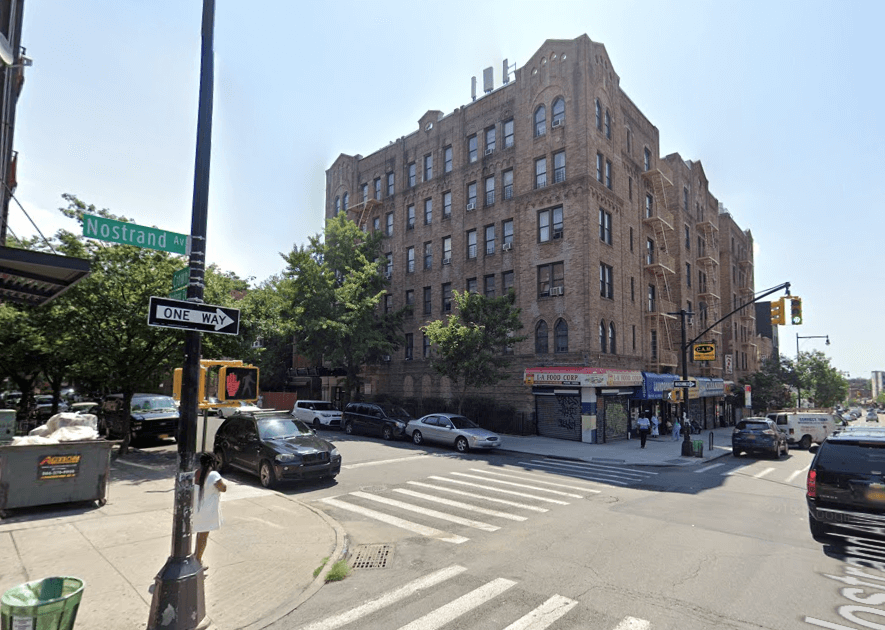 The intersection of Crown Street and Nostrand Avenue where the March 13 crash occurred in Crown Heights.