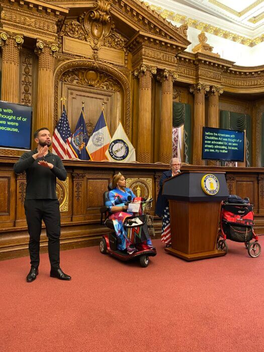 debra grief at reynoso disability pride month event