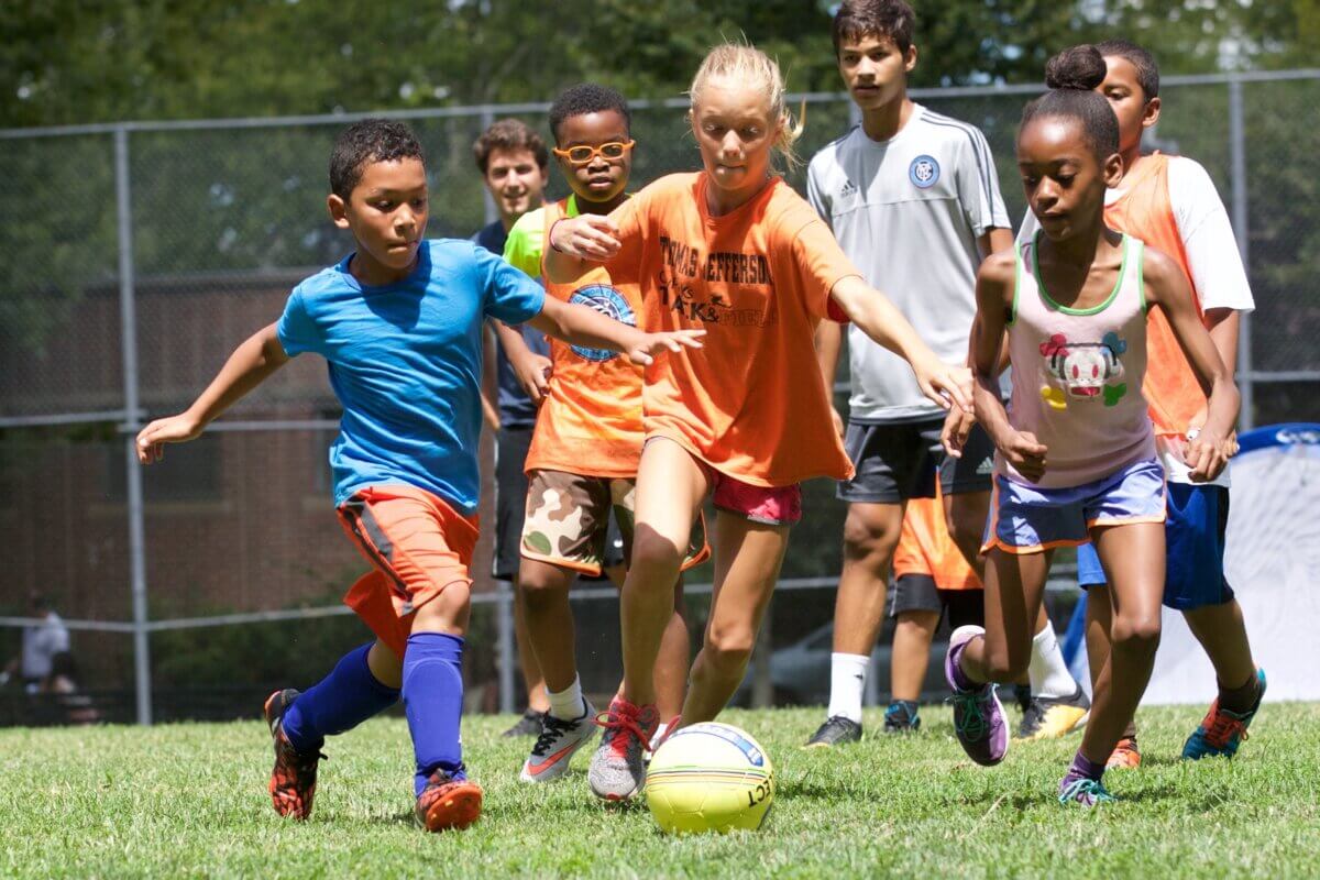 kids in the Soccer program by City Parks Foundation
