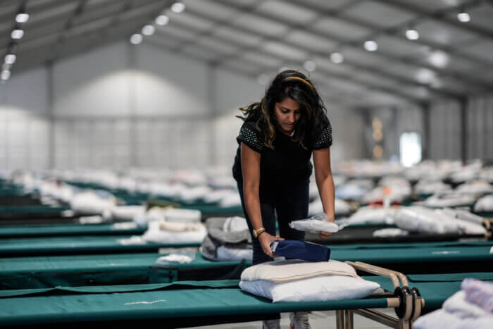 migrant center with tents