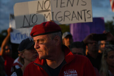 curtis sliwa at floyd bennett field protest